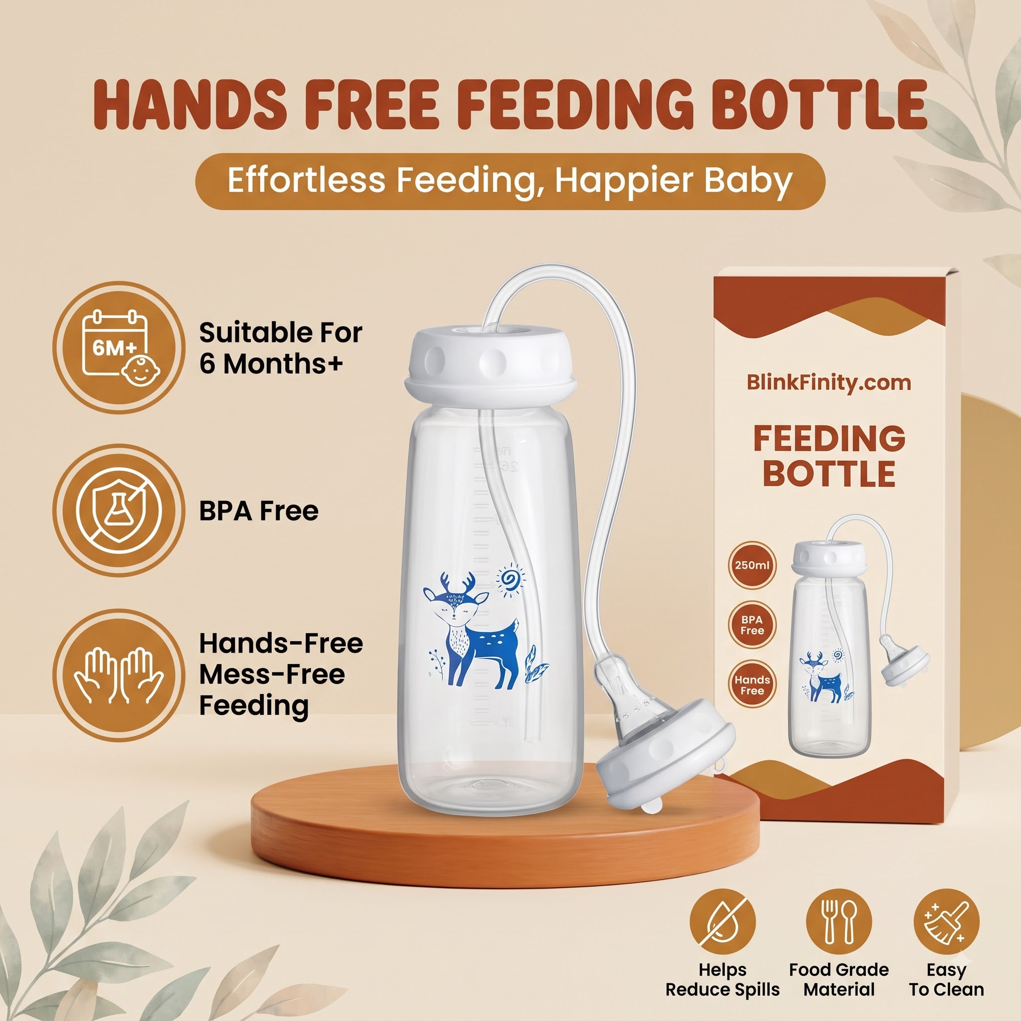 Hands-Free Baby Feeding Bottle-BPA Free,250ml