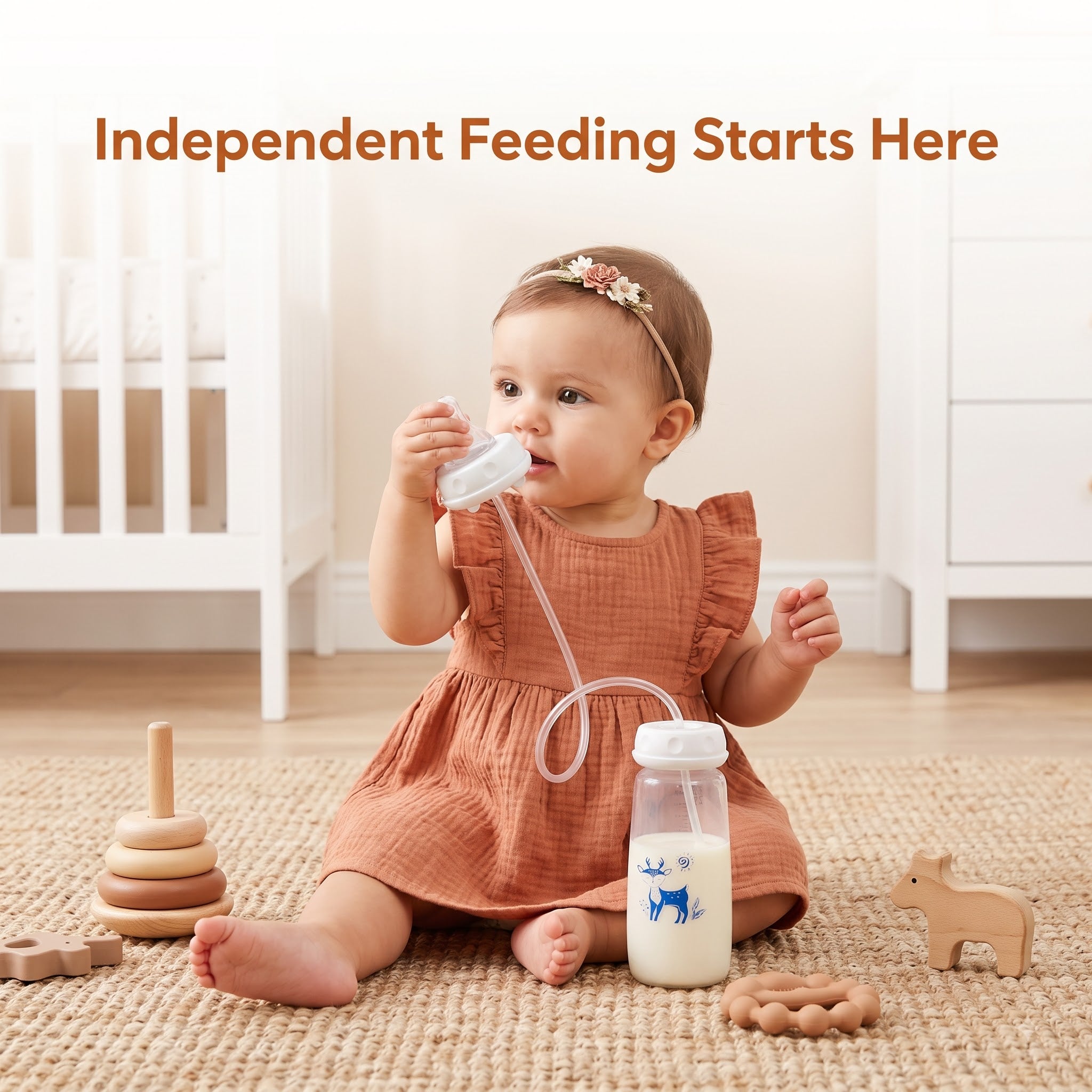 Hands-Free Baby Feeding Bottle-BPA Free,250ml