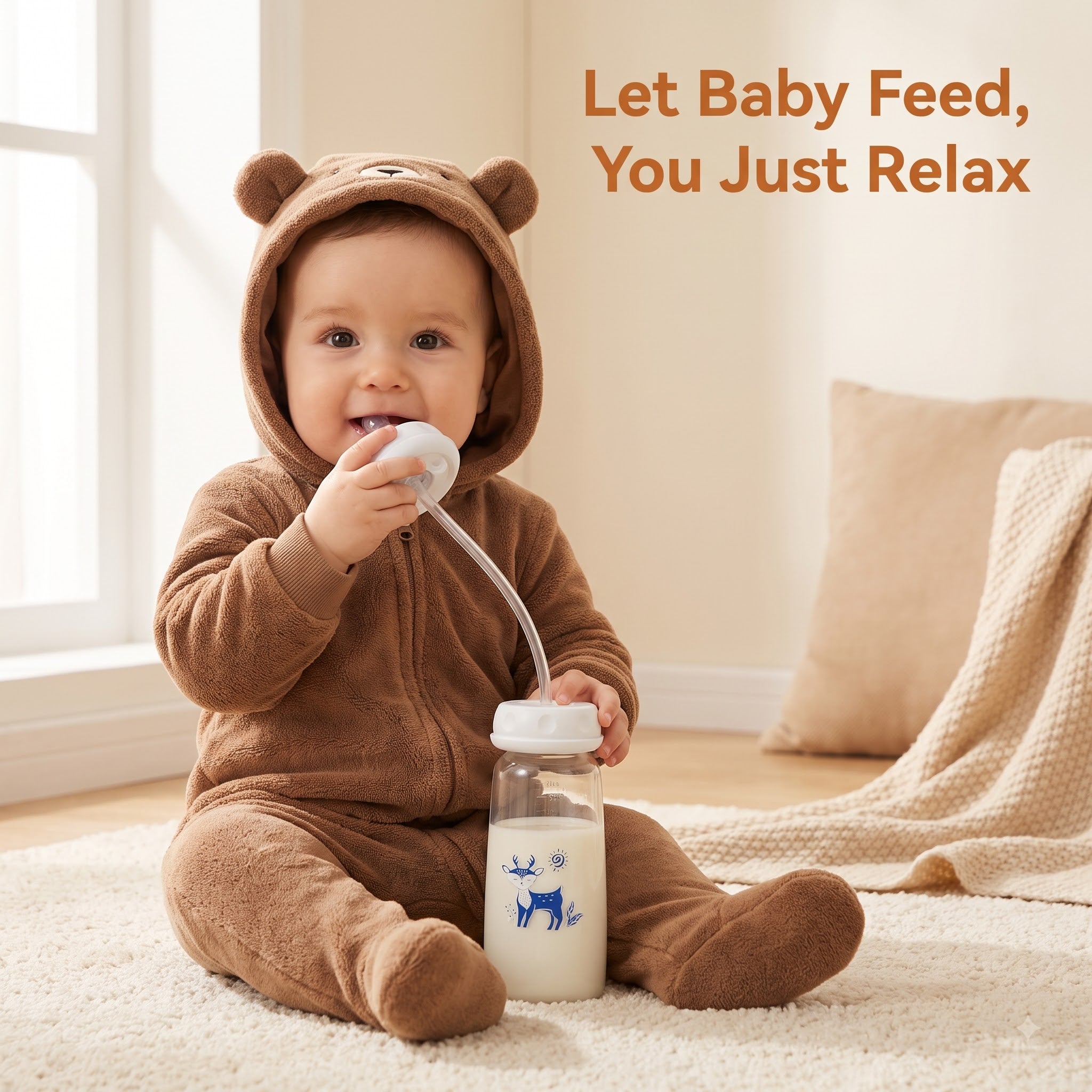Hands-Free Baby Feeding Bottle-BPA Free,250ml