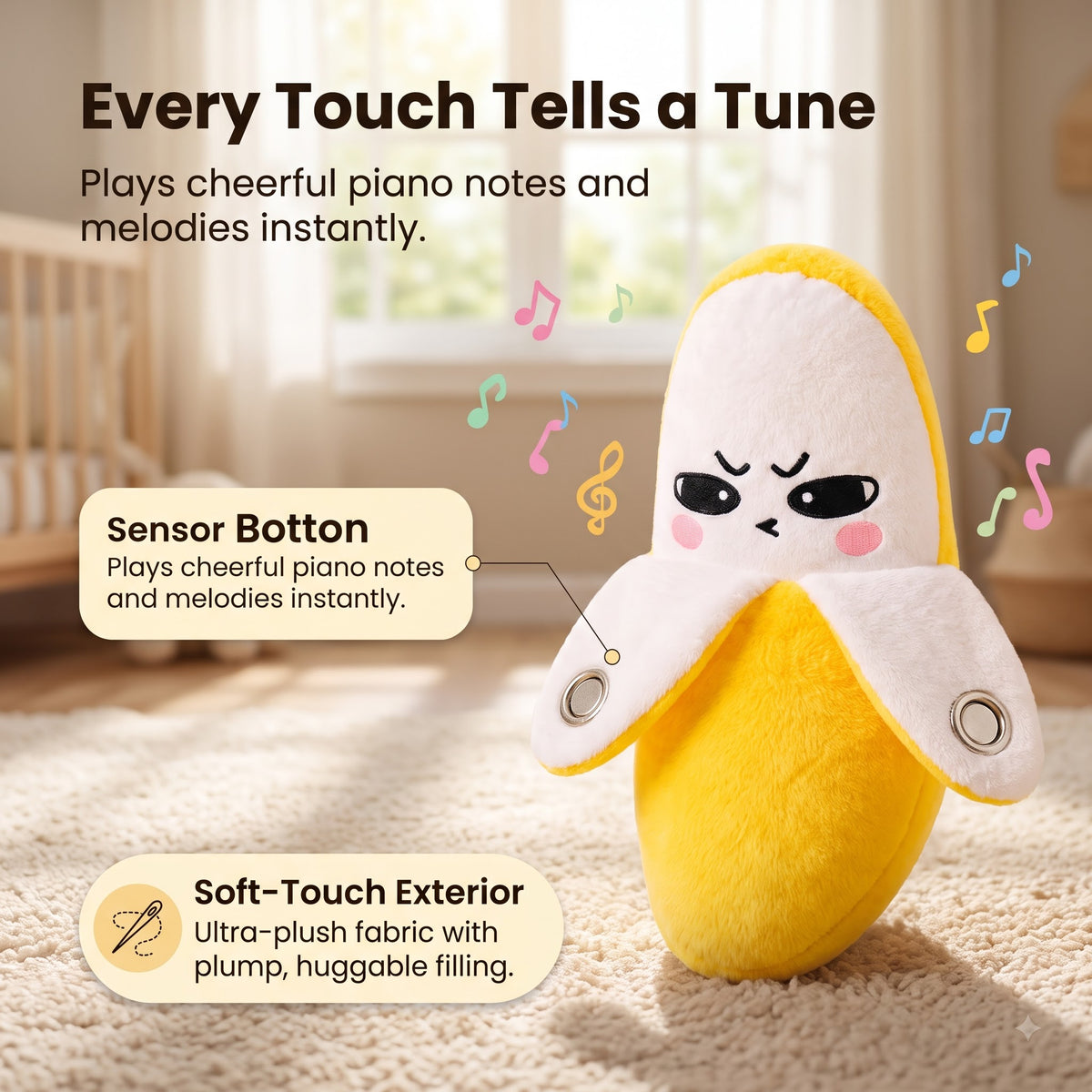 Banana Piano Plush Musical Toy - Interactive Sensory Toy for Kids