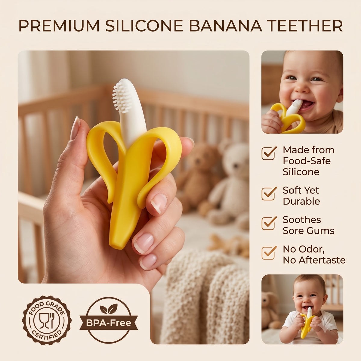 Baby Banana Teether - Soft teether toy