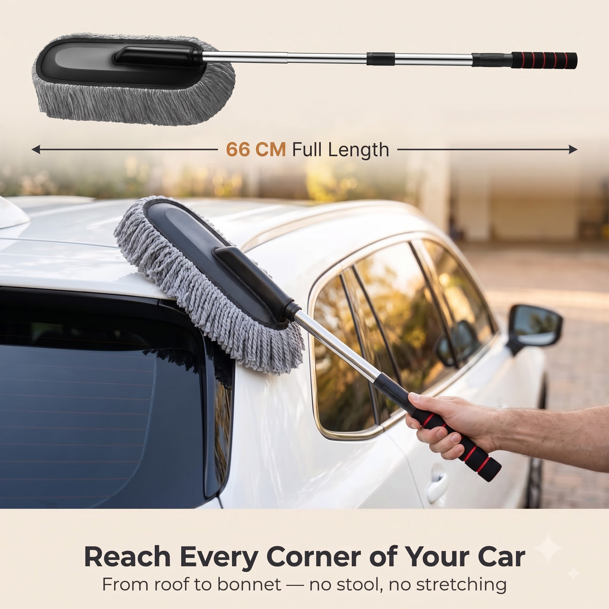 DustPro Brush– Telescopic Microfiber Car Duster with Steel Extendable Handle