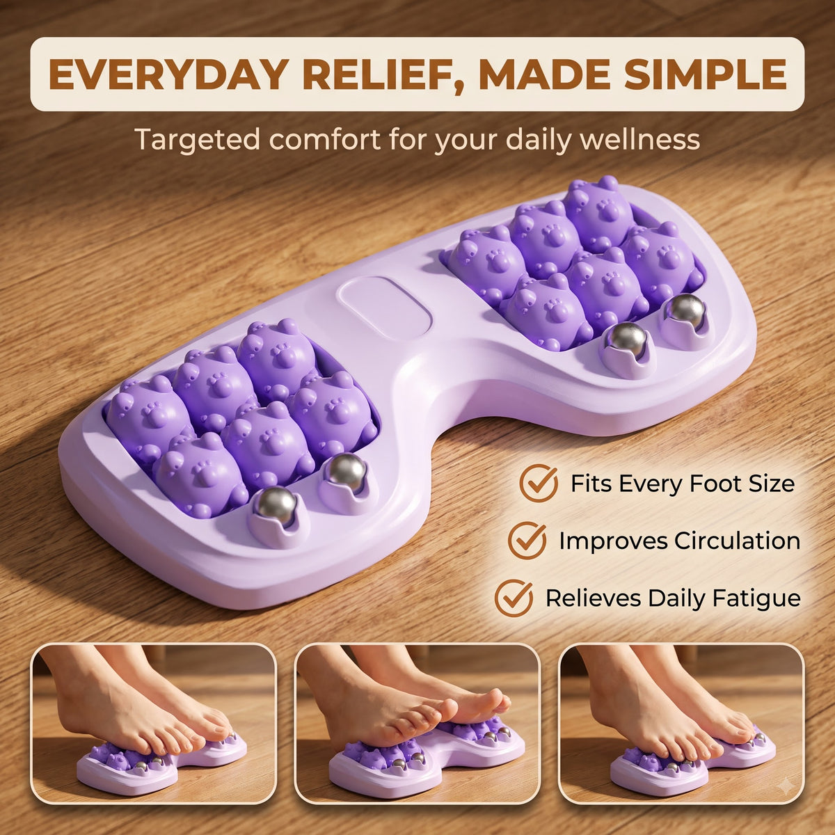 RollaFeet 12-Wheel Acupressure Foot Roller- Plantar Fasciitis & Stress Relief