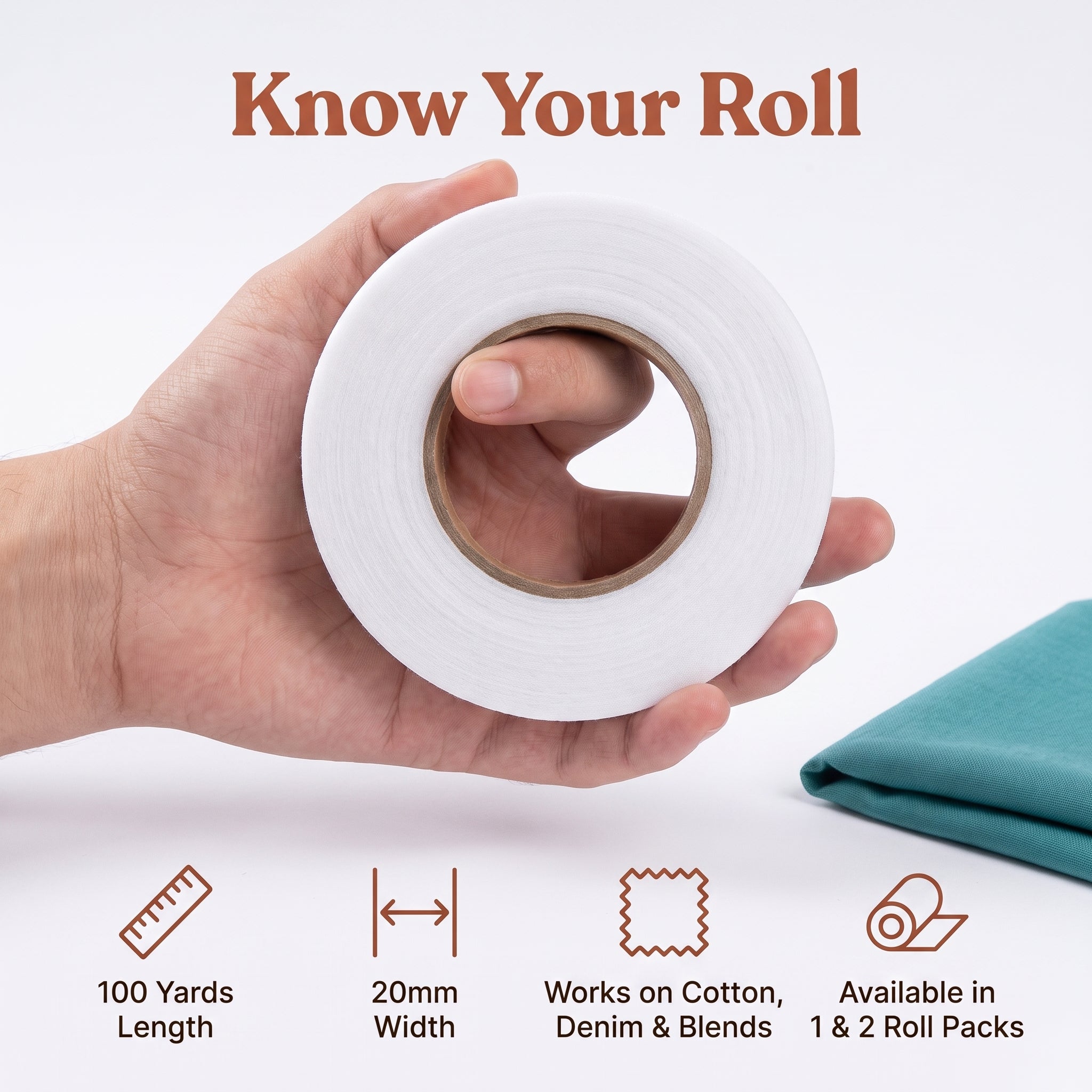 Double Sided Fabric Tape | No-Sew Iron-On Hem Tape – 100 Yds
