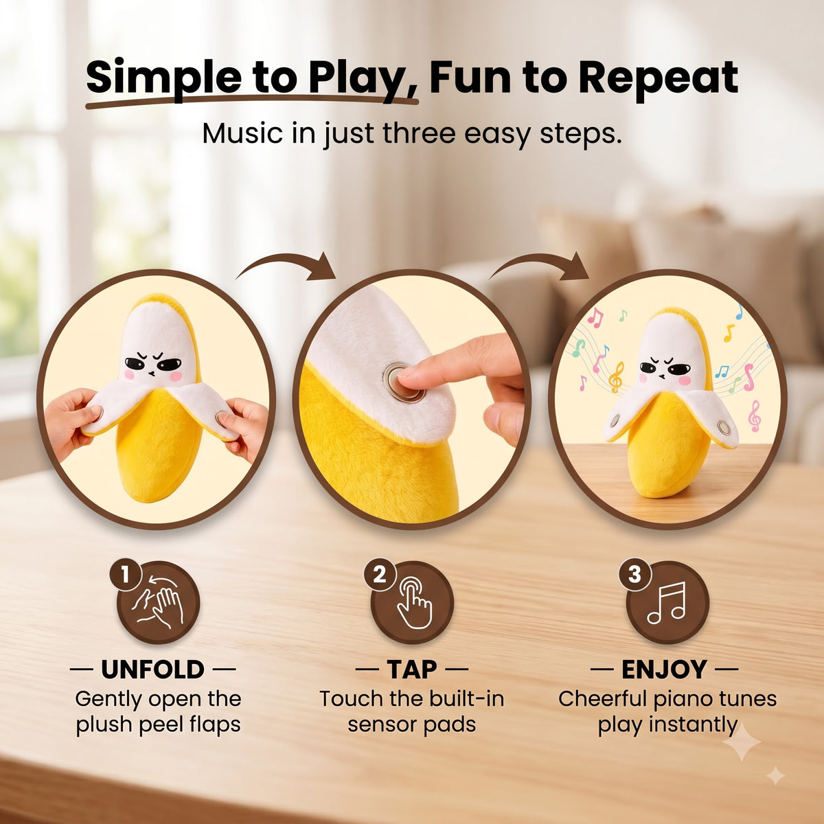 Banana Piano Plush Musical Toy - Interactive Sensory Toy for Kids