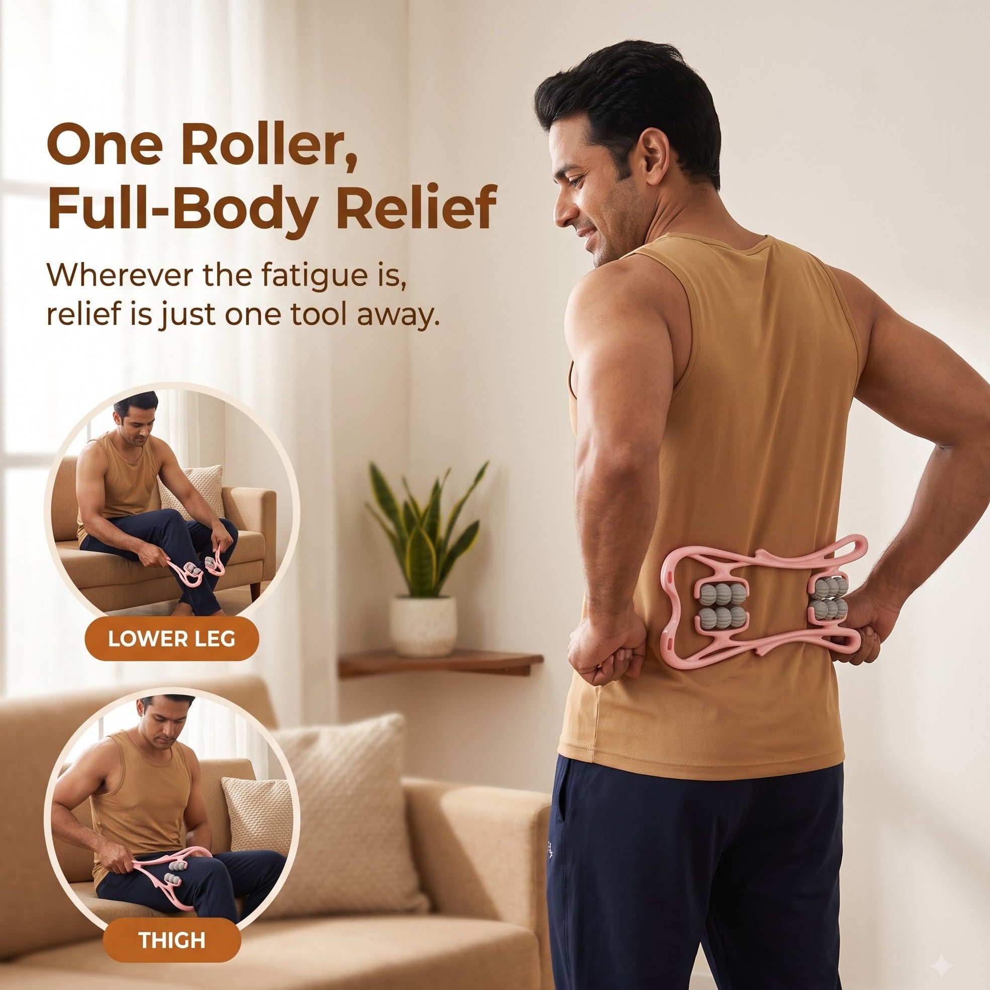 Body Massager Roller – Handheld Deep Tissue Pain Relief Tool
