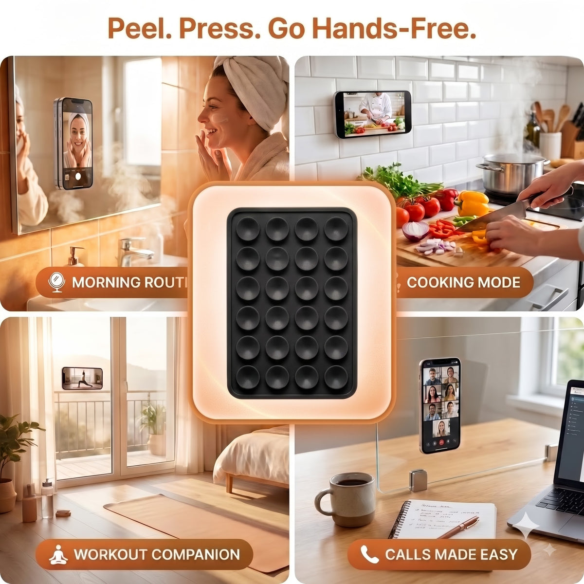 Silicone Suction Phone Holder-Suction Grip Pad for Selfie, Vlogging & Smooth Surface Mounting