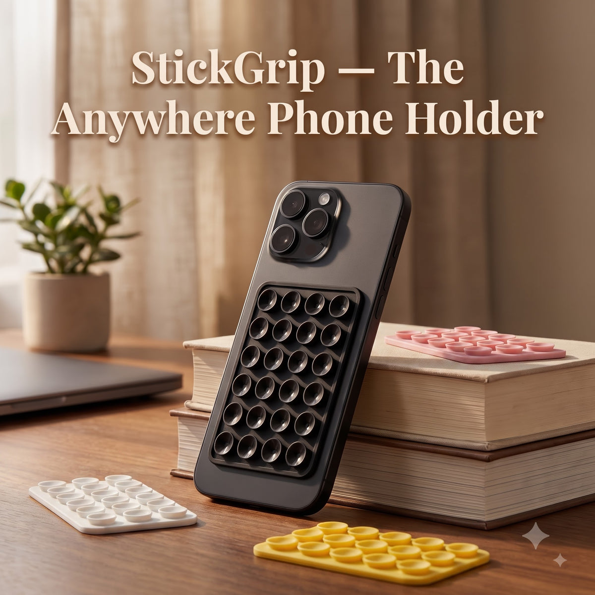Silicone Suction Phone Holder-Suction Grip Pad for Selfie, Vlogging & Smooth Surface Mounting