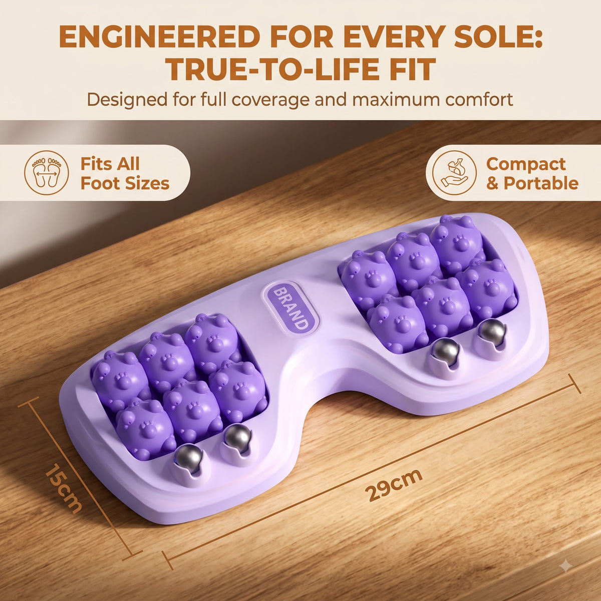 RollaFeet 12-Wheel Acupressure Foot Roller- Plantar Fasciitis & Stress Relief