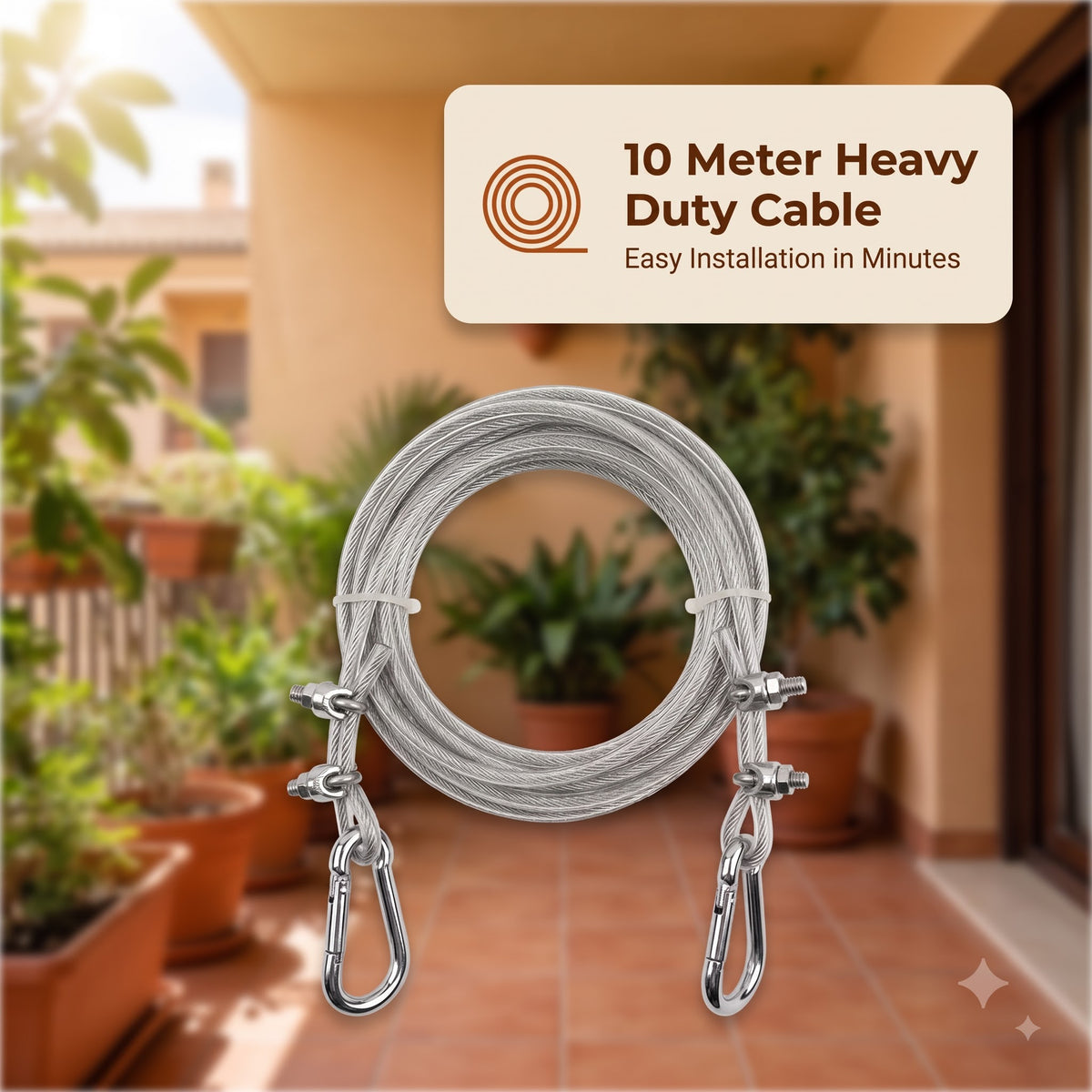 Heavy Duty Clothes Drying Rope with Hooks