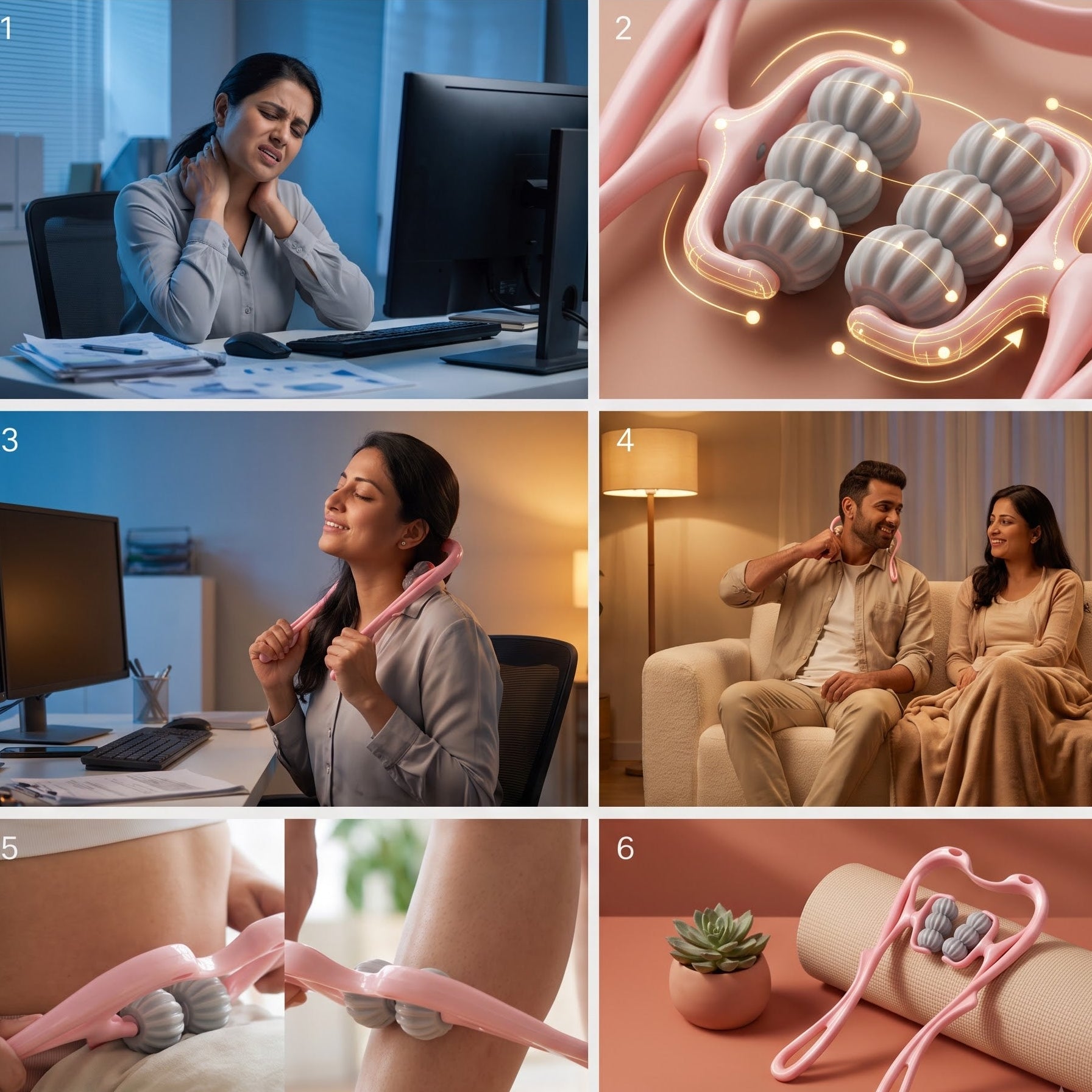 Body Massager Roller – Handheld Deep Tissue Pain Relief Tool