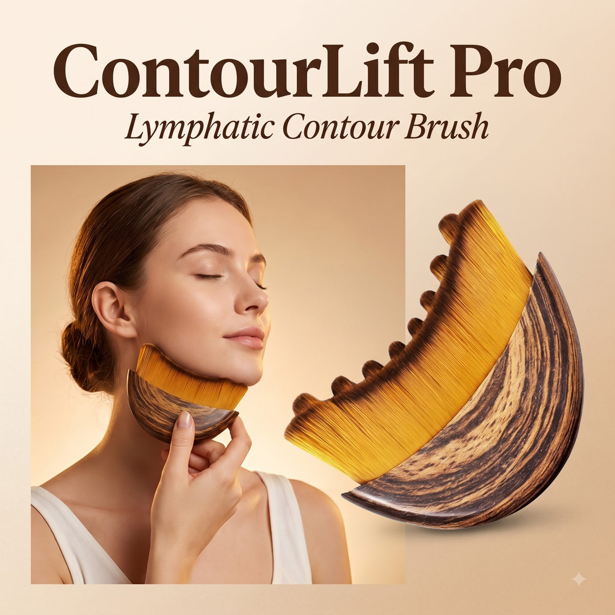 ContourLift Pro Ultra-Soft Bristle Lymphatic Face Brush  | 2-in-1 Depuff & Sculpt