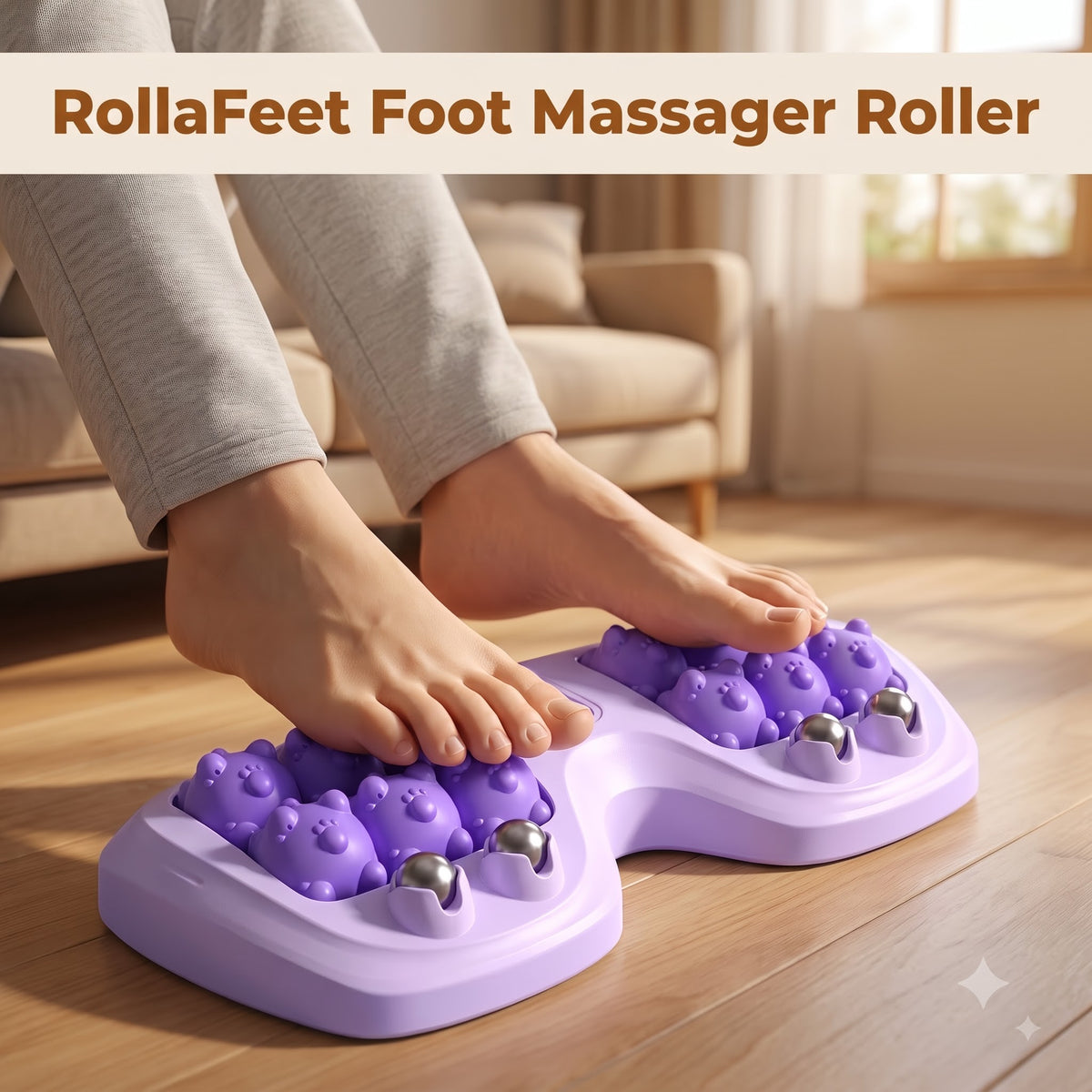 RollaFeet 12-Wheel Acupressure Foot Roller- Plantar Fasciitis & Stress Relief